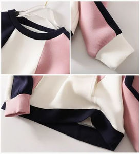 Algodón mezclado al por mayor personalizado cuello redondo Mujer sudadera pulóver sudadera de gran tamaño sudadera unisex en blanco - Product Image 2