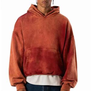 Custom French Terry Graphics Rivet Hoodies Vintage Acid Washed Heavyweight Cotton <b>Zip</b> up Cropped Hoodie - Product Image 1