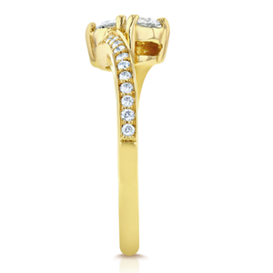 แหวนเพชรขนาด2.5กะรัตหินสองก้อนกลมโตโต I et Moi ในห้องปฏิบัติการสีเหลืองทอง14K สำหรับแหวนหมั้นและแหวนแต่งงาน - Product Image 3