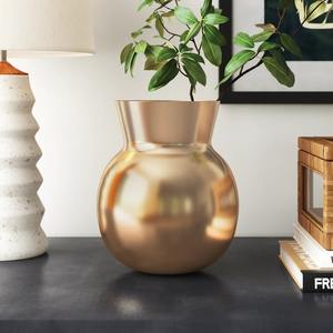 Vase à fleurs minimaliste fini or avec design de pot, parfait pour les centres de table contemporains et les coins de réception de bureau - Product Image 2