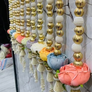 Guirlande de roses Gota multicolores avec perles pour décoration de mariage et de festival, Toran indien pour Baraat, Haldi & Return Favors - Product Image 1