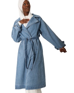 Abrigo vaquero personalizado para mujer, de manga larga, con cuello vuelto, bolsillos grandes, estilo casual, poliéster/algodón - Product Image 3