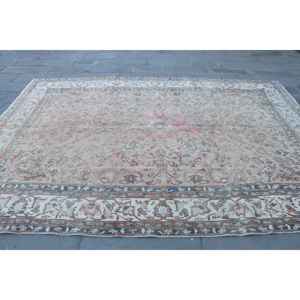 Alfombra Turca Vintage de Lana Blanca, 7.8x11.1 pies (239x338 cm) - Product Image 4