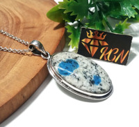Pendentif en argent 925 fait à la main en jaspe K2 de forme ovale, pierre précieuse naturelle, collier de 18 pouces, style bohème, unisexe, à porter tous les jours