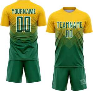 Conjunto de Camiseta de Fútbol Personalizada Amarillo Verde para Hombre, Manga Corta, Uniforme de Equipo con Nombre y Número, 100% Poliéster, Secado Rápido, Transpirable - Product Image 1