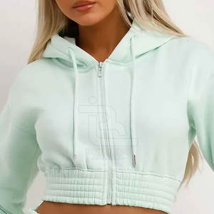 Traje de sudor recortado para mujer superventas de calidad premium Color sólido cómodo traje de sudor recortado para mujer a la venta - Product Image 5