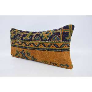 Multicolor Bohemian Wool Pillow 12x24 Inches Portable with Square Pattern Tufted Woven for <b>Bedding</b> Sofa Use for Christmas - Product Image 4