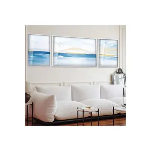 Colorido patrón abstracto 3 piezas de metal enmarcado irrompible vidrio pintura llamativo arte de pared para decoración del hogar - Product Image 2