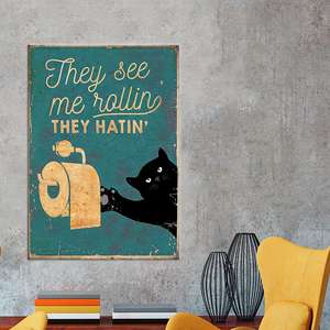 Tableau imprimé sur toile : Décoration murale humoristique moderne pour salle de bain, TOILE ENROBÉE - Product Image 1