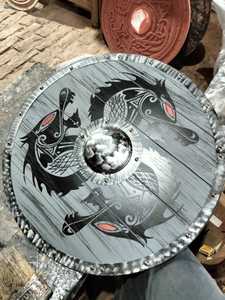 โล่ต่อสู้ไวกิ้งยุคกลางพร้อมสำหรับคอสเพลย์สวมบทบาทฮาโลวีนปรับขนาดได้เกราะตกแต่งบ้านทำจากโลหะ - Product Image 4