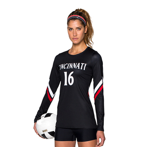 เสื้อเจอร์ซีย์เล่นวอลเลย์บอลสำหรับผู้หญิงเสื้อทีมซับลิเมตแขนยาวสีดำสำหรับเด็กเครื่องแบบโลโก้ใหม่ออกแบบได้ตามที่ต้องการ - Product Image 4