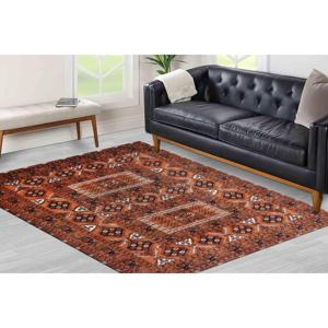 Tapis géométrique anatolien : Décoration vintage turque pour couloir, tapis imprimé, tapis fin non tissé - Product Image 1