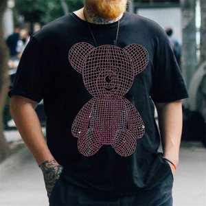 T-shirts d'été à manches courtes avec strass pour hommes T-shirts colorés avec motif de lion avec strass Vente en gros de chemises décontractées avec logo personnalisé - Product Image 2