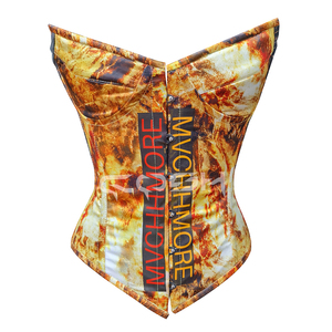 Top corset sans bretelles imprimé sublimé or abstrait, amincissant la taille, bustier tendance pour les soirées et les occasions spéciales - Product Image 3