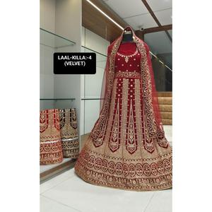 Meilleure vente velours Lehenga Choli avec broderie de fil doré vêtements indiens et pakistanais pour les occasions festives de l'Inde - Product Image 2