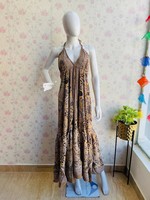 Robe Maxi en soie recyclée pour femmes Summer Beach Wear Indian Print Party Sari Dress Impression numérique