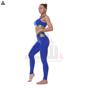 ชุดโยคะผู้หญิงไซส์ใหญ่แบบสั่งทำพิเศษ ผ้าโพลีเอสเตอร์ผสมสแปนเด็กซ์คุณภาพสูง แห้งเร็ว ระบายอากาศดี ด้านหน้าสีพื้น 2 ชิ้น - Product Image 5