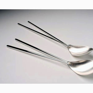 Juego de servicio de ensaladas con mango moderno, conjunto de acero inoxidable plateado de la mejor calidad, diseño de resina verde - Product Image 6