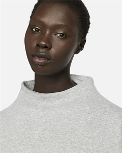 OEM personalizado Logo Drop manga larga Oversized Pullover ropa deportiva moderna de algodón de peso pesado Mock Neck Fleece sudadera para mujer - Product Image 4