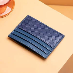 Customizable Slim Woven Leather ID <b>Card</b> <b>Holder</b> Minimalist Business <b>Wallet</b> Easy Front Access for Cash <b>Card</b> - Product Image 4