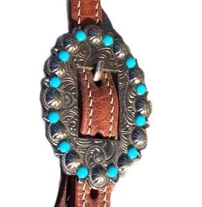 หูฟังแบบสวมหัวหูข้างเดียวแบบตะวันตกอุปกรณ์ขี่ม้าทำจากหนังแกะสลักมือ - Product Image 2