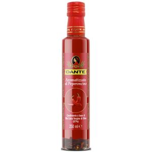 Olio Extra Vergine d'Oliva Aromatizzato al Peperoncino Piccante Dante 250ml Confezione da 6 Bottiglie - Product Image 1