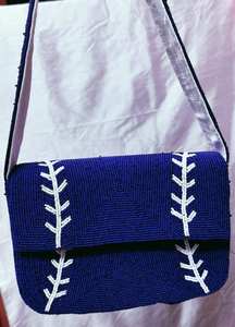 กระเป๋าลูกปัดแก้วหลากสีพร้อมหูหิ้ว กระเป๋าถือลำลอง งานฝีมืออินเดีย ทำด้วยมือ รูปทรงบาแกตต์ งานฝีมือ MS - Product Image 3