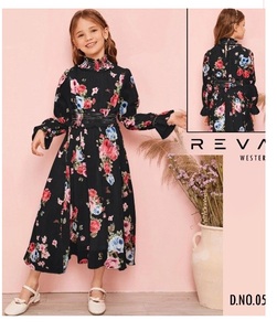 Robe de soirée à col rond de Style occidental pour filles, robes de mariage roses pour enfants de 5 à 12 ans - Product Image 1