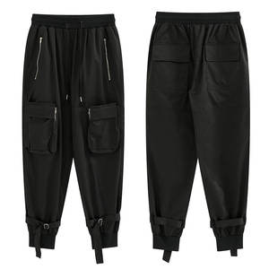 Pantalones Cargo Negros Estilo Gótico Hip-Hop para Mujer, Pantalones Holgados con Cadenas, Multibolsillos, Multicremalleras, Estilo Punk Gótico - Product Image 5