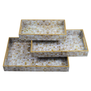 Tablero decorativo para servir, bandeja de madera Rectangular de resina con mango de Metal, diseño de fiesta de restaurantes de madera para servir alimentos - Product Image 2