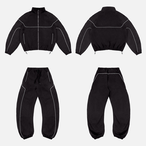 Chándal personalizado informal cortavientos en blanco, conjunto para correr, deporte de carga, diseña tu propio conjunto de chándal de poliéster para hombre - Product Image 4