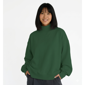 Sweat-shirt à col roulé violet uni surdimensionné pour femmes, en coton et bambou, tricoté, respirant, Trackstar, OEM, étiquette privée - Product Image 5