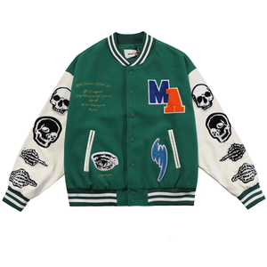 Créez Votre Propre Patch Brodé Personnalisé en Chenille, Lettre Réversible, Col Montant en Cuir Véritable, Respirant, Hiver, Style Universitaire - Product Image 1