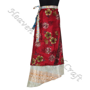 กระโปรงผ้าไหมส่าหรีสำหรับผู้หญิง2ชั้นใส่กลับด้านได้, โสร่ง38 "กระโปรงยาวผ้าไหมมหัศจรรย์ - Product Image 3