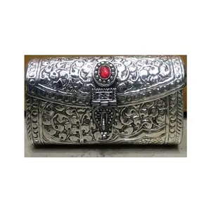 Envelope Box Handmade Embossed Womens German Silver Clutch for Keeping Miscellaneous Stuff from Indian Exporter
