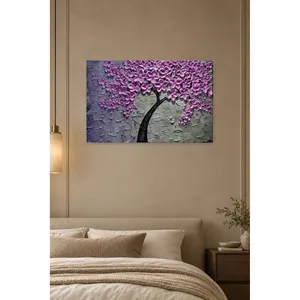 Impression sur toile Fida Purple Blooming Relief Tree - Product Image 1