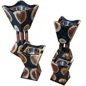 Dernier modèle Accessoires pour maison et hôtel Porte-encens de table en bois Brûleur Bakhoor Brûleur d'encens en bois et métal de qualité de luxe - Product Image 3