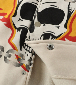 2025 nouvelles vestes pour hommes veste de Baseball avec crâne feu imprimé décontracté à manches longues et épaule tombante 100% Polyester coupe ample - Product Image 5