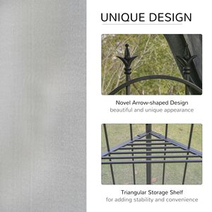 Gazebo Metálico Resistente con Techo de Doble Nivel y Mosquitera para Uso en Exteriores - Product Image 6