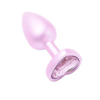 Plug anal en métal rose irisé en forme de cœur, en alliage d'aluminium, étanche, écologique, avec gemme de cristal, jouet sexuel BDSM pour femmes et hommes