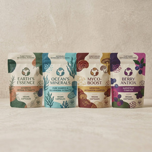 Bolsa Ecológica Personalizada con Impresión Digital, Embalaje Sostenible y Reciclable, Bolsa de Pie con Acabado Suave para Suplementos Dietéticos - Product Image 1