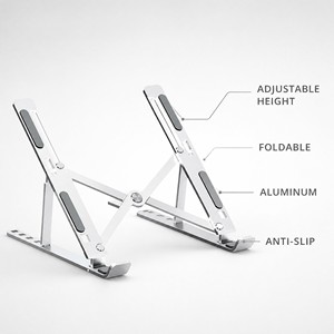 <strong>Adjustable</strong> Metal Tablet PC Stand Foldable Notebook Support Base Holder Cooling <strong>Riser</strong> Bracket Aluminum iPad Compatible <strong>Riser</strong> - Product Image 4