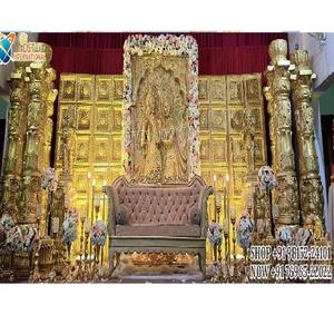 Srilankan boda Radha Krishna tema escenario dorado matrimonio hindú escenario para recepción boda del sur de la India decoración de escenario dorado Reino Unido - Product Image 1