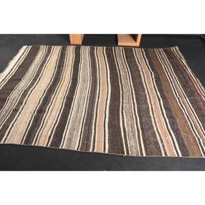Handmade Traditional Brown Beige Wool <b>Rug</b> 6.8 X 8.9ft Patchwork Rectangle Design for Living <b>Bedroom</b> Hallway Latex Turkish Style - Product Image 3