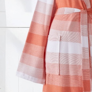 Peignoir turc à rayures Ombr, corail, kimono, 100% coton - Product Image 2