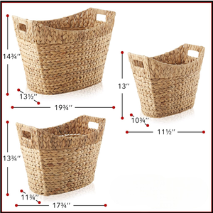 Juego de 3 Cestas de Almacenamiento de Jacinto de Agua de Alta Calidad y Ecológicas, con Asas Tejidas, Organizadores Rústicos Multiusos para Dormitorio y Sala de Estar - Product Image 2