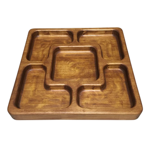 Plateau de forme carrée créatif Plateau de service pour fruits secs et collations Plateau de service en bois massif au design fabuleux Prix économique - Product Image 1