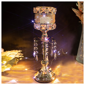 Bougeoir pilier perlé en cristal dernier modèle pour décorations de table de mariage Bougeoir pilier en métal au design unique - Product Image 3