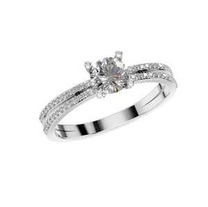 Anillo de Compromiso con Diamante Cultivado en Laboratorio, Corte Radiante, Oro Sólido de 14K, Certificado IGI, VS1 F, Pavé, Estilo Clásico - Product Image 5