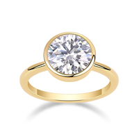 18K Plaqué Or Rond Brillant Coupe Gem Bague De Luxe Fine 925 Bagues En Argent Sterling Moissanite Lunette Réglage Anneaux pour Femmes